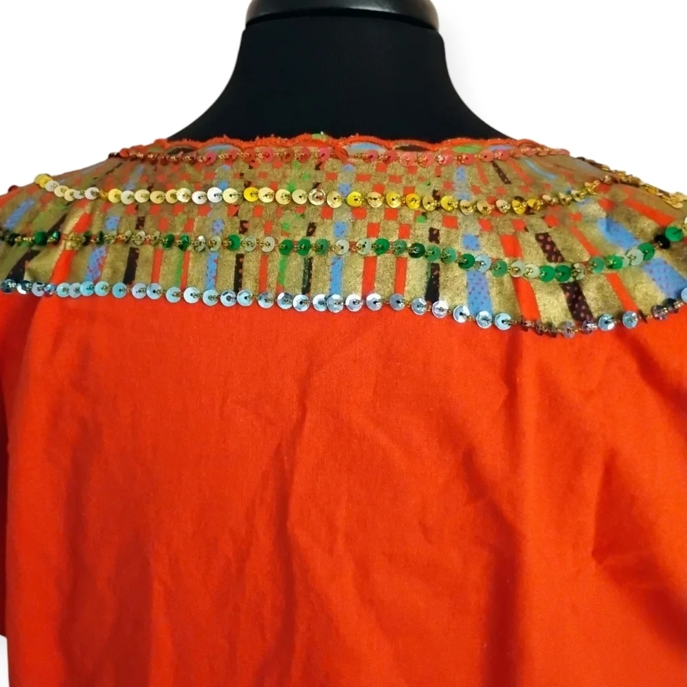 Egyptian Sequin Jalabiya Maxi Dress King Tut Red - Picture 9 of 13